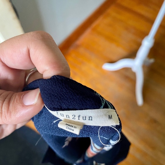 Navy Blue Floral Blouse - Picture 7 of 7